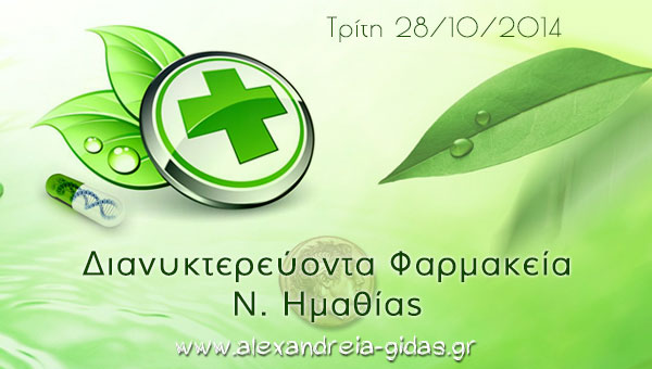 Ανοιχτά φαρμακεία στην Ημαθία σήμερα 28η Οκτωβρίου