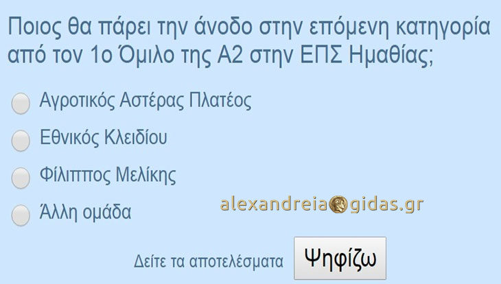 Πλατύ, Μελίκη, Κλειδί ή άλλη ομάδα θα ανέβουν στην Α1; Ψηφίστε!