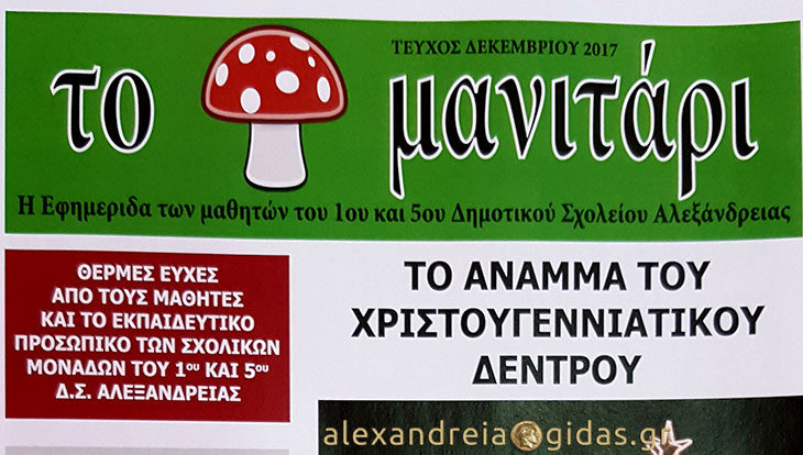 Κυκλοφορεί Το Μανιτάρι Δεκεμβρίου – εφημερίδα των 1ο-5ο Δημοτικών Σχολείων Αλεξάνδρειας!