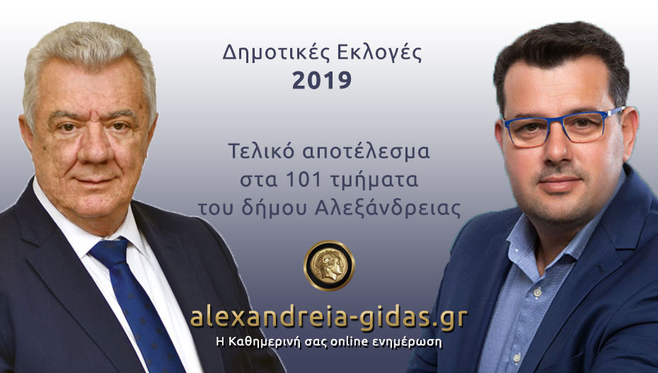 Τελικό αποτέλεσμα στον δήμο Αλεξάνδρειας: Δήμαρχος ο Παναγιώτης Γκυρίνης