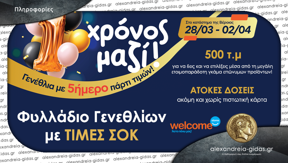 Welcome stores ΤΣΙΑΠΑΝΙΤΗΣ στη Βέροια: Δυο μέρες ακόμη με ΤΙΜΕΣ ΣΟΚ γιορτάζοντας τα πρώτα γενέθλια!