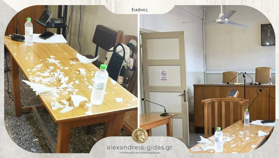 Φωτιστικό έπεσε από την οροφή στο Πρωτοδικείο Νάουσας – από τύχη γλίτωσε τον τραυματισμό δικηγόρος